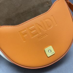 Fendi Moonlight Clementine Orange Leather Satchel Crossbody Bag