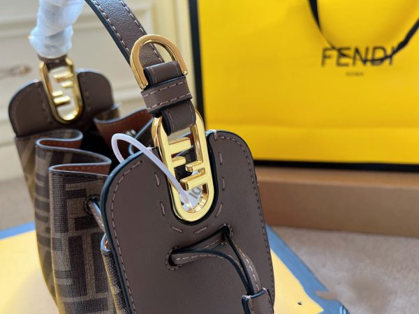 Fendi Pomodorino Mini FF Leather Bag – Brown – Shoulder Bags