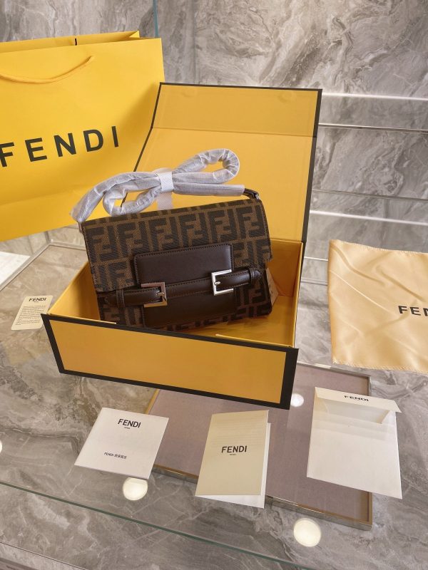 FENDI Zucca Mamma Shoulder Bag Gold Hardware