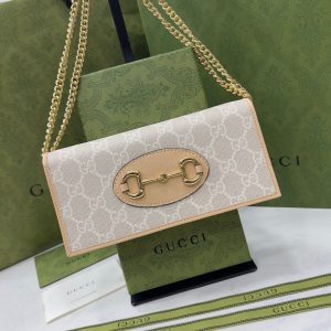 Gucci Horsebit 1955 Wallet With Chain Mini Bag Brown