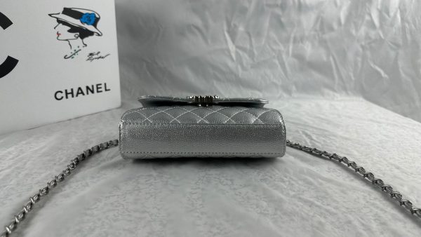 Chanel Mini Flap Bag Lambskin Metalic Silver