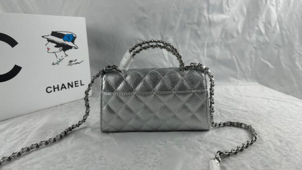 Chanel Mini Flap Bag Lambskin Metalic Silver