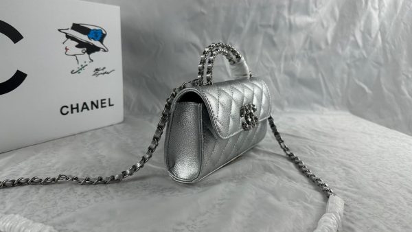 Chanel Mini Flap Bag Lambskin Metalic Silver