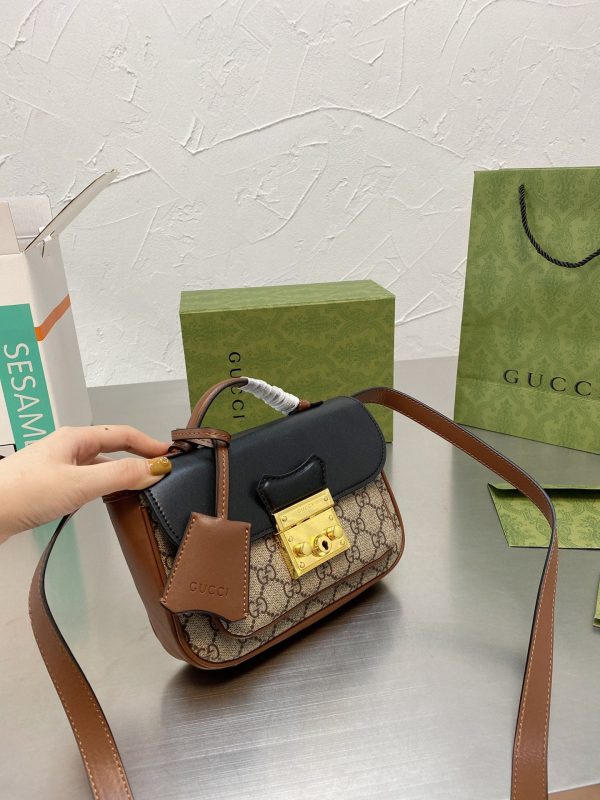 Gucci Padlock Mini Bag Đen Leather GG Canvas