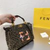 Fendi Peekaboo Iconic Mini Jacquard Fabric Interlace Bag