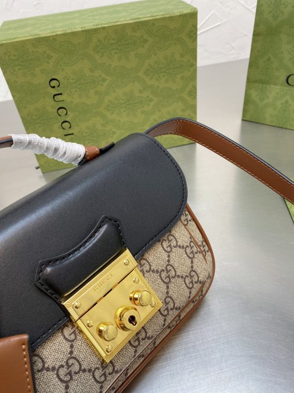 Gucci Padlock Mini Bag Đen Leather GG Canvas