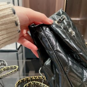 Chanel Small Gabrielle Backpack Aged Calfskin & Gold Silver Black