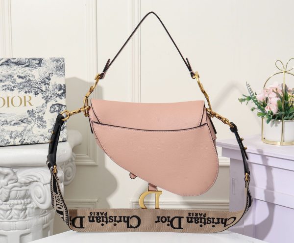 DIOR Saddle Bag With Strap Blush Grained Calfskin Women