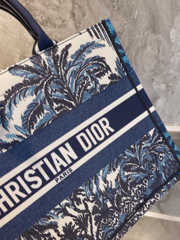 Christian Dior Book Tote Bag Blue Christian Large