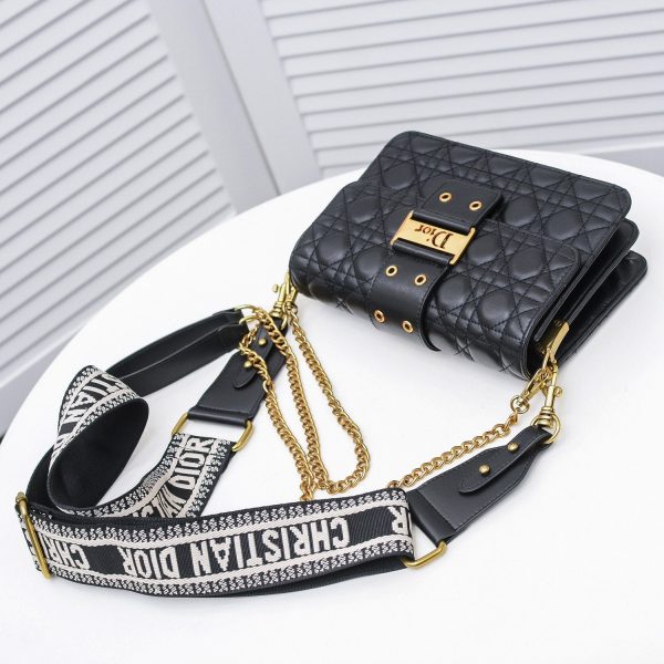 DIORADDICT FLAP BAG IN BLACK CANNAGE LAMBSKIN