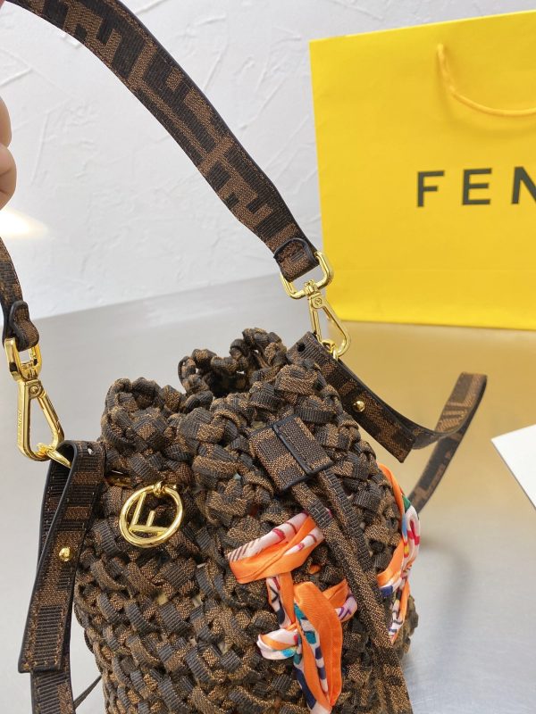 Fendi Fendi Mon Tresor FF Jacquard Drawstring Bucket Bag