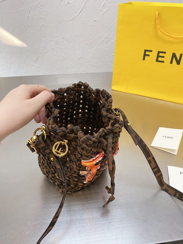 Fendi Fendi Mon Tresor FF Jacquard Drawstring Bucket Bag