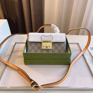 Gucci Padlock Metallic Logo Canvas Box Mini Ebony / Black Handbag 652683-96GAG-9785