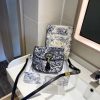 CHRISTIAN DIOR  Canvas Toile de Jouy Reverse Embroidered Medium Bobby Flap Blue