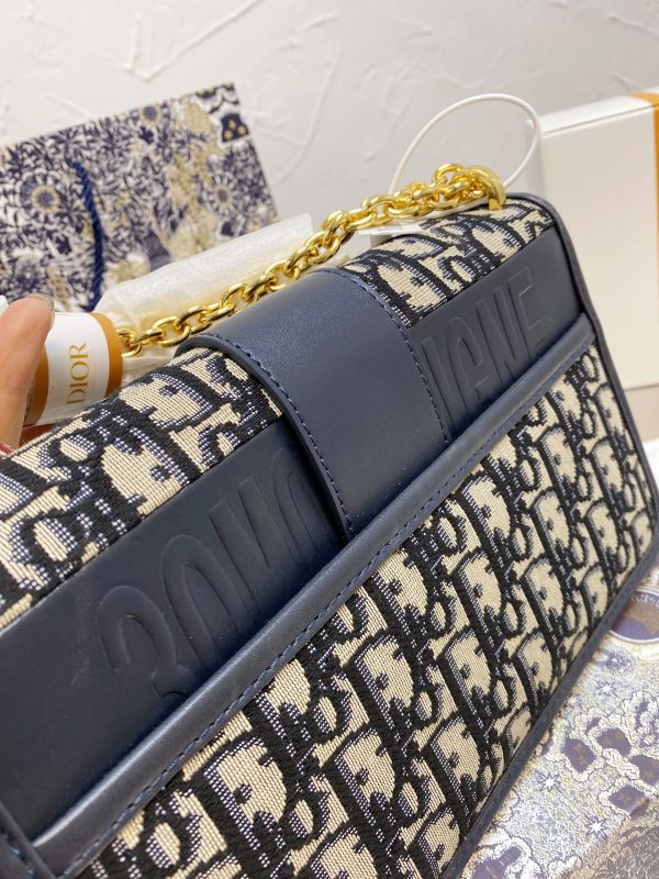 Dior 30 Montaigne Chain Bag Blue Dior Oblique Jacquard Women