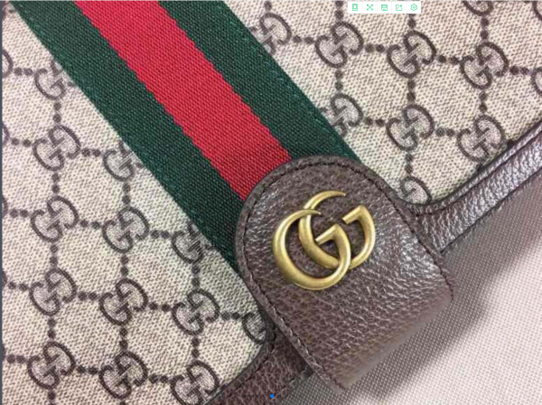 GUCCI GG Supreme Ophidia Web Sherry Line Shoulder Bag Beige Auth 29884a Red Green