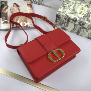 Dior Red Leather 30 Montaigne Shoulder Bag