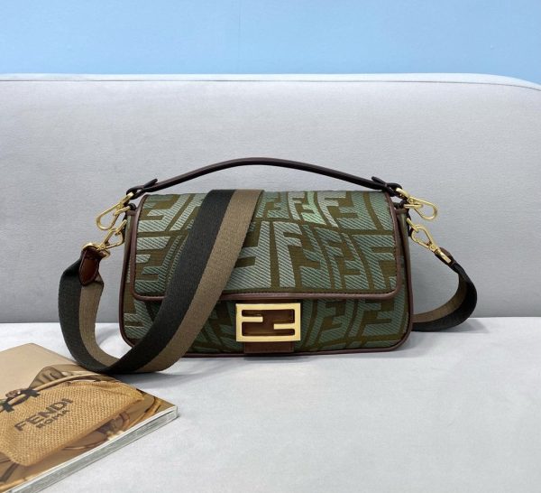 Fendi FF Vertigo Canvas Baguette Bag 8BR600