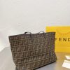 FENDI ZUCCA TOTE BAG IN BROWN AND BLACK WITH GOLD HARDWARE