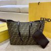 FENDI ZUCCA TOTE BAG IN BROWN AND BLACK WITH GOLD HARDWARE