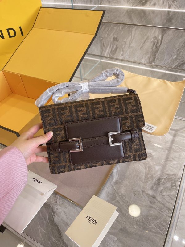 FENDI Zucca Mamma Shoulder Bag Gold Hardware