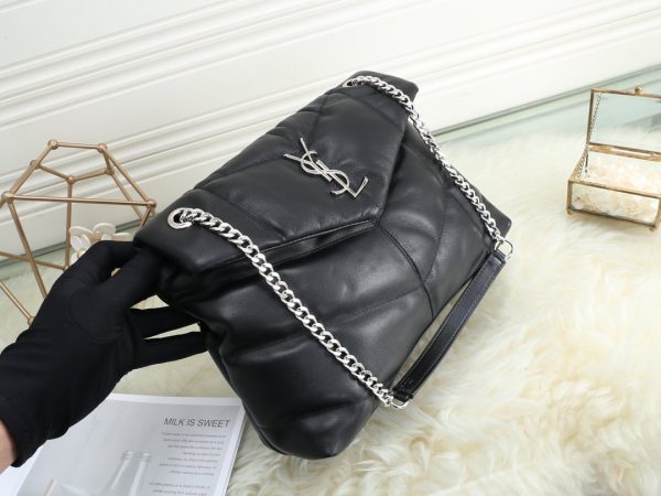 YSL SAINT LAURENT PUFFER MEDIUM CHAIN BAG IN QUILTED LAMBSKIN SUPER