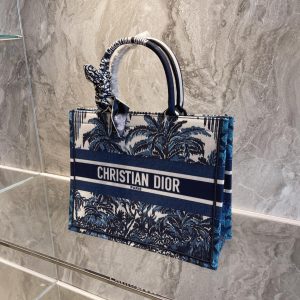 Christian Dior Book Tote Bag Blue Christian Large