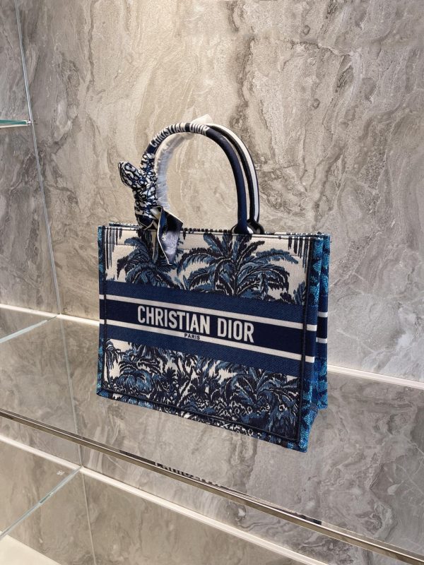 Christian Dior Book Tote Bag Blue Christian Large