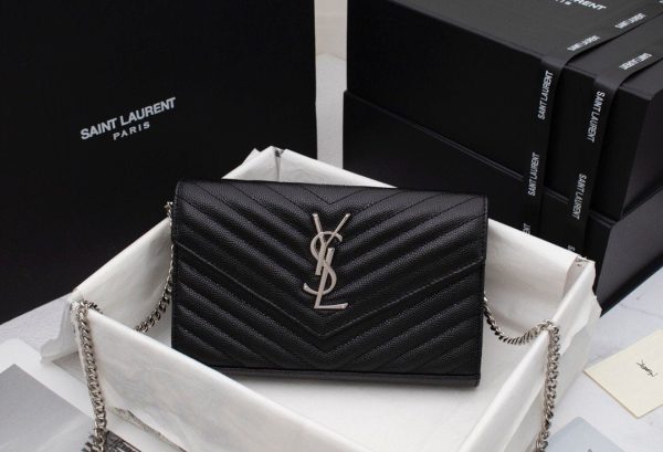 Saint Laurent Cassandre Matelasse Leather Wallet On Chain