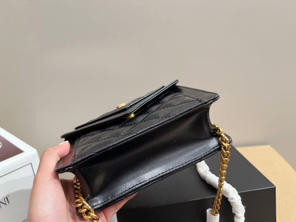 Saint Laurent Women Gaby Micro Leather Chain Wallet