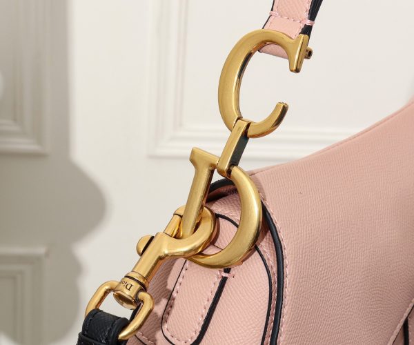 DIOR Saddle Bag With Strap Blush Grained Calfskin Women