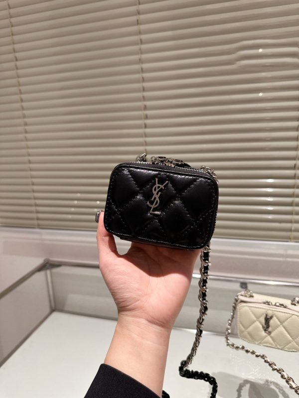 Saint Laurent YSL Becky Double-Zip Pouch in Quilted