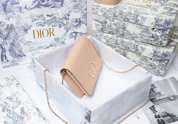 CHRISTIAN DIOR  Calfskin 30 Montaigne 2 in 1 Pouch Beige