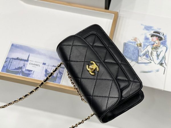 Chanel small Flap Bag Calfskin & Gold-Tone Metal black