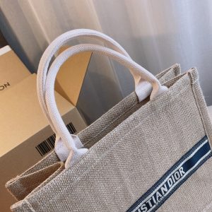 Christian Dior Natural Cannage Raffia Medium Book Tote Beige