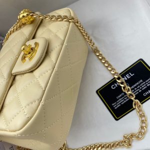 Chanel Lamb Skin Camellia Chain Crossbody Shoulder Bag