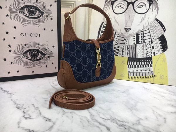 Gucci Women’s Jackie 1961 Small GG Jacquard Denim Shoulder Bag – Blue