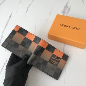 Louis Vuitton Multiple Wallet Damier Graphite Giant 3 Card Slot Orange In