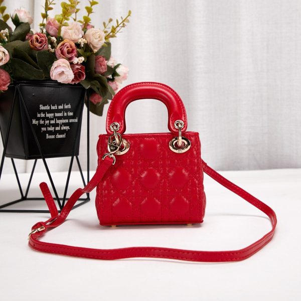 Dior Micro Lady Dior Cannage Heart Red Lambskin Leather