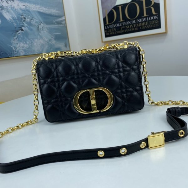 Dior Small Dior Caro Bag Black Supple Cannage Calfskin Women