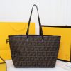 FENDI ZUCCA TOTE BAG IN BROWN AND BLACK WITH GOLD HARDWARE