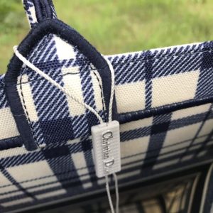 CHRISTIAN DIOR  Canvas Embroidered Large Check’n’Dior Book Tote Blue