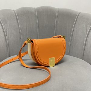 Fendi Moonlight Clementine Orange Leather Satchel Crossbody Bag
