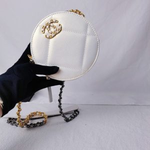 Chanel 19 Round White leather crossbody bag