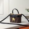 FENDI ZUCCA PATTERN LOGO LEATHER GENUINE CANVAS 2WAY HANDBAG VANITY BAG SHOULDER