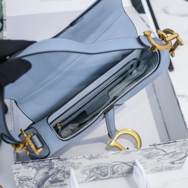 Dior Saddle Bag with Strap Cloud Blue Goatskin