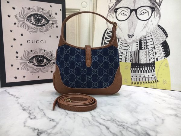Gucci Women’s Jackie 1961 Small GG Jacquard Denim Shoulder Bag – Blue