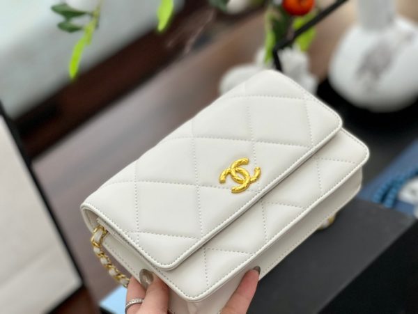 Chanel Mini Flap Bag Calfskin & Gold-Tone Metal White