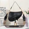 DIOR Mini Saddle Bag With Strap Latte Grained Calfskin Women