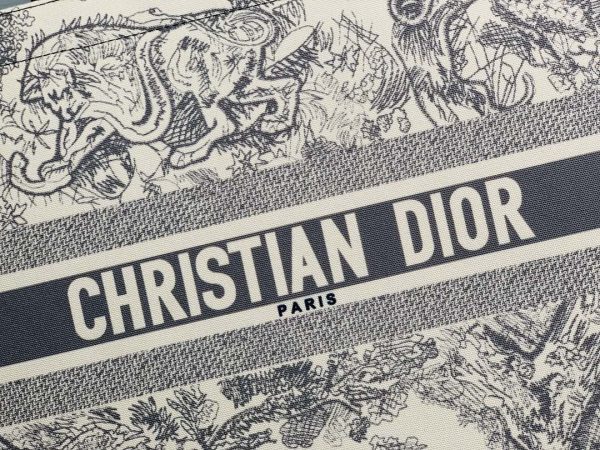 Christian Dior Beige Grey Embroidered Canvas Toile De Jouy Book